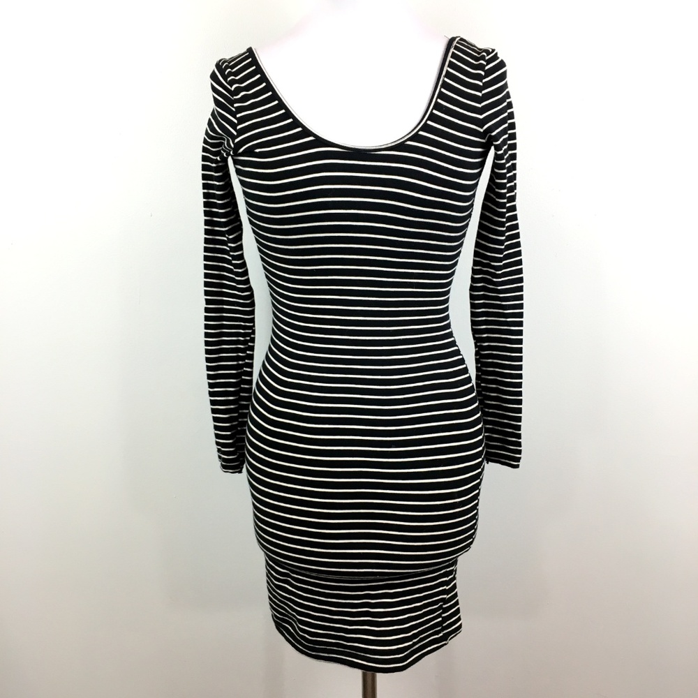 American Apparel M striped bodycon dress sleeves - Picture 3 of 8